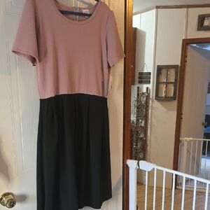 Lularoe Amelia Pink and Black Women's Dress